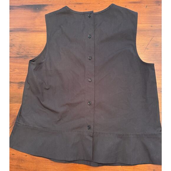 Theory Womens Size Small Cotton Black Sleeveless Shell Style Dayne Back Buttons - Picture 2 of 7